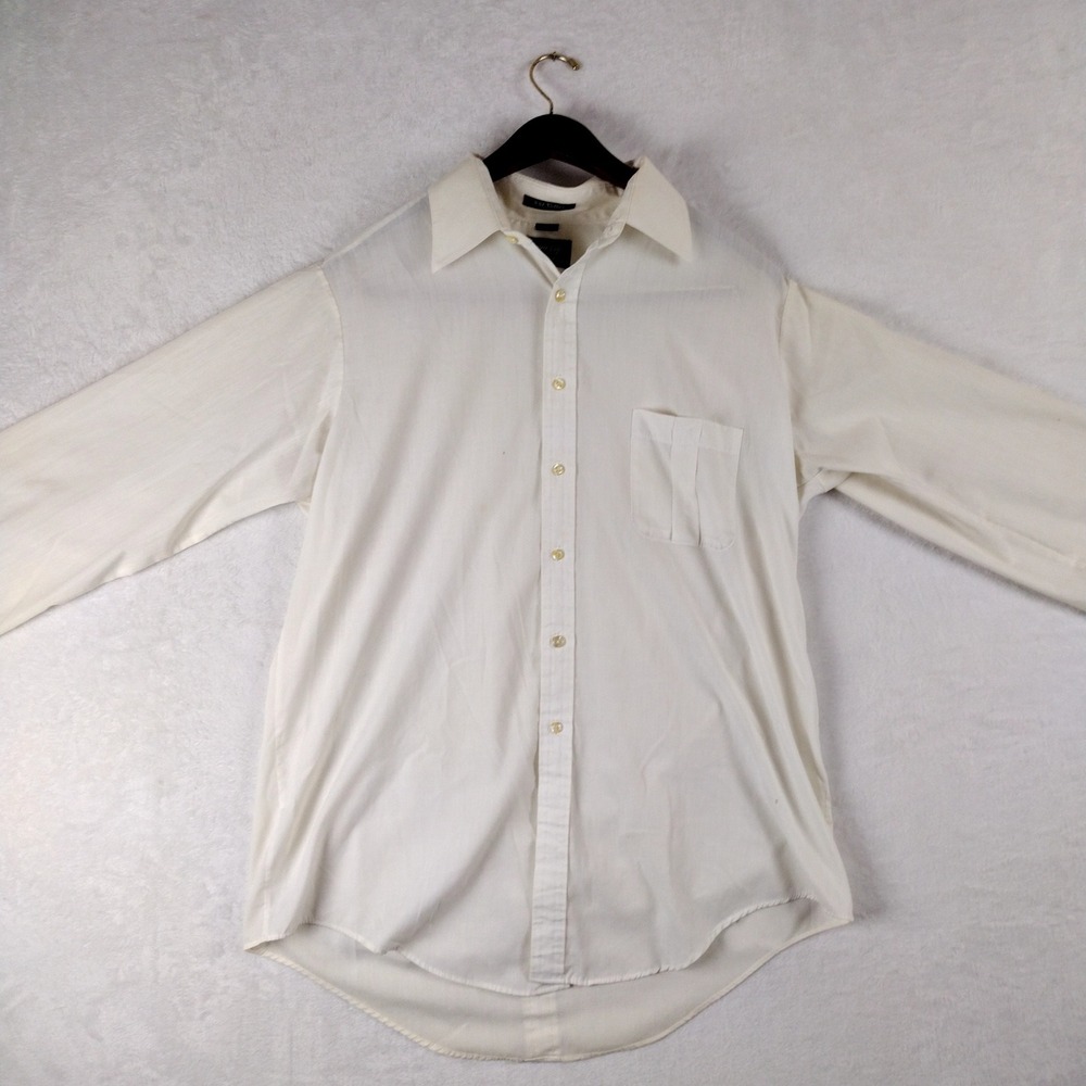 Hennessy by Van Heusen Mens Tallman Dress Shirt Cream Off White 17 37/38 B87